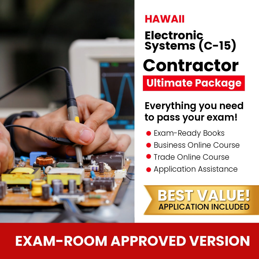 Hawaii Electronic Systems Contractor (C-15) Ultimate Books Exam Room Approved + Course + Application Package