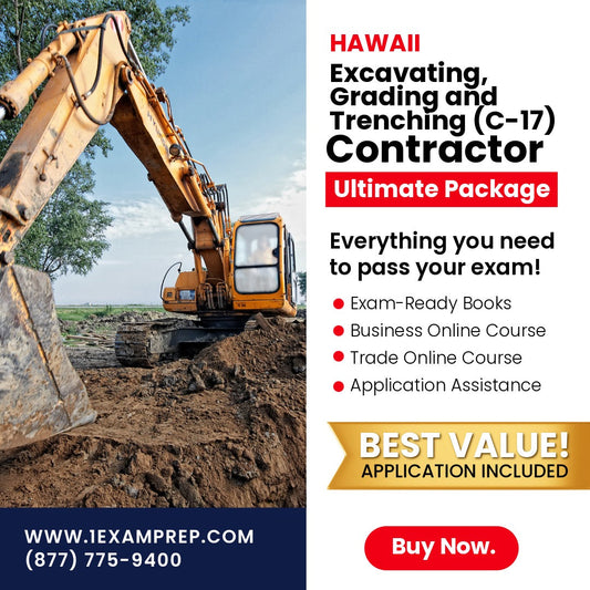 Hawaii Excavating, Grading and Trenching Contractor (C-17) Ultimate Exam Prep Rental Package