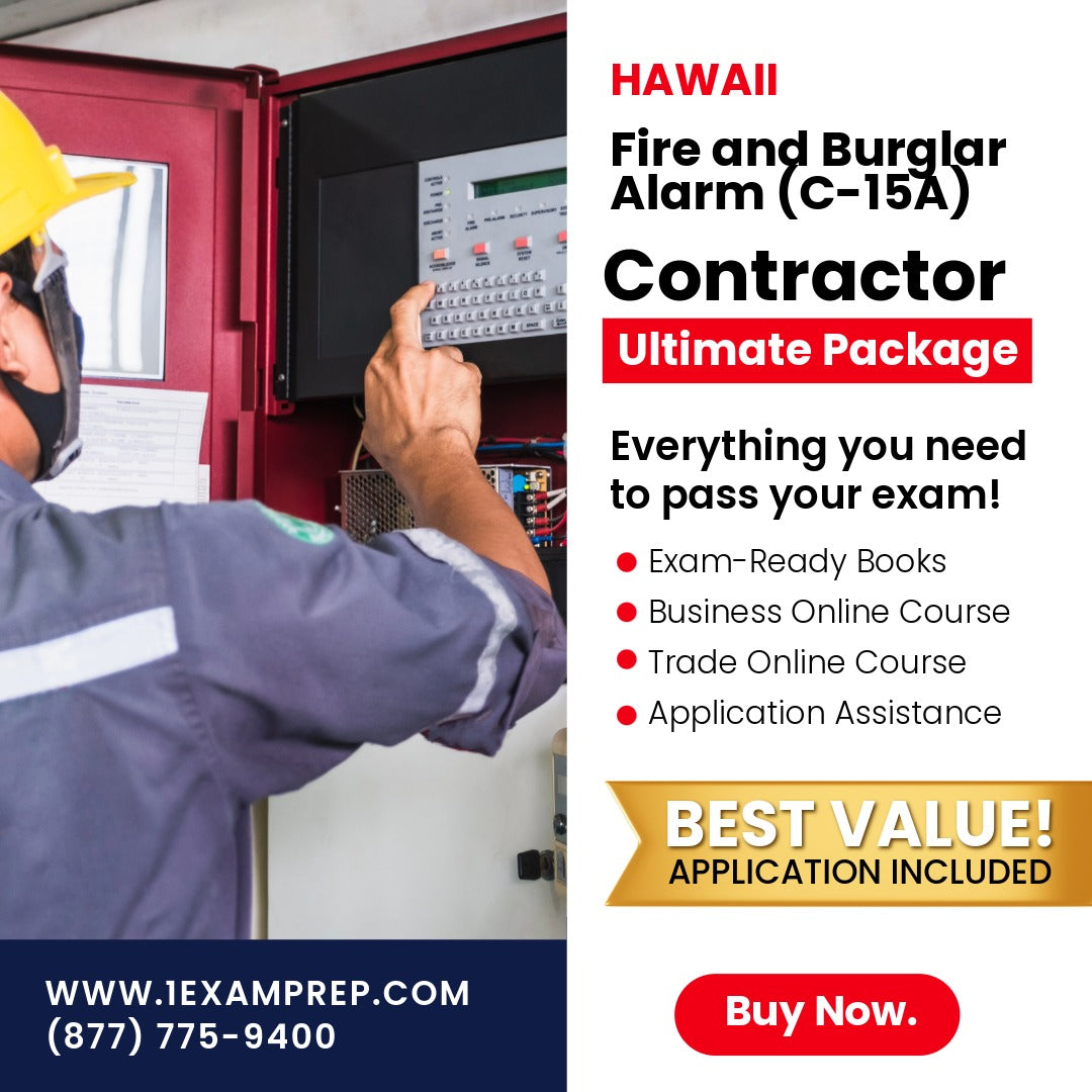 Hawaii Fire and Burglar Alarm Contractor (C-15A) Ultimate Exam Prep Rental Package
