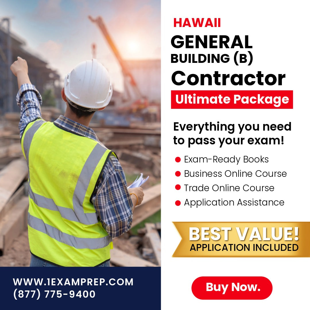 Hawaii General Building Contractor (B) Ultimate Exam Prep Rental Package