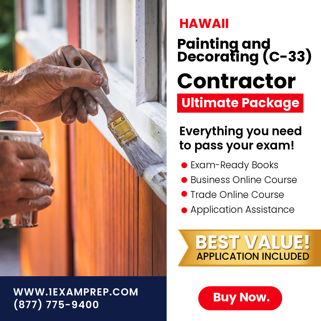 Hawaii Painting and Decorating Contractor (C-33) Ultimate Exam Prep Rental Package