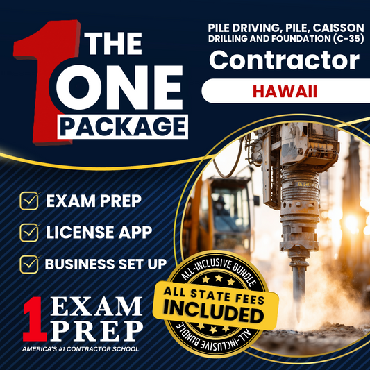 The 1 Package: All-Inclusive Hawaii Pile Driving, Pile, Caisson Drilling and Foundation Contractor (C-35) Exam, Licensing & Business Setup Solution