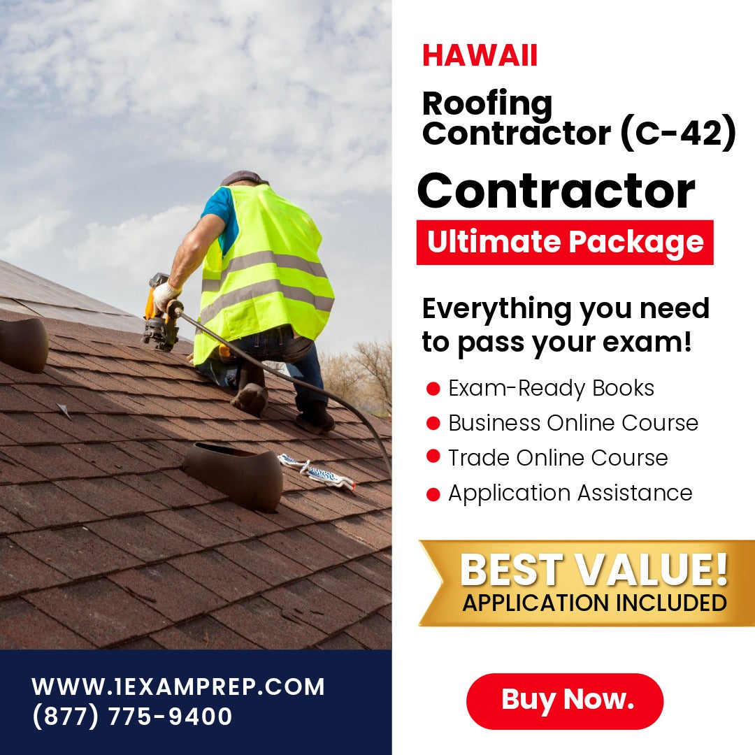 Hawaii Roofing Contractor (C-42) Ultimate Exam Prep Rental Package