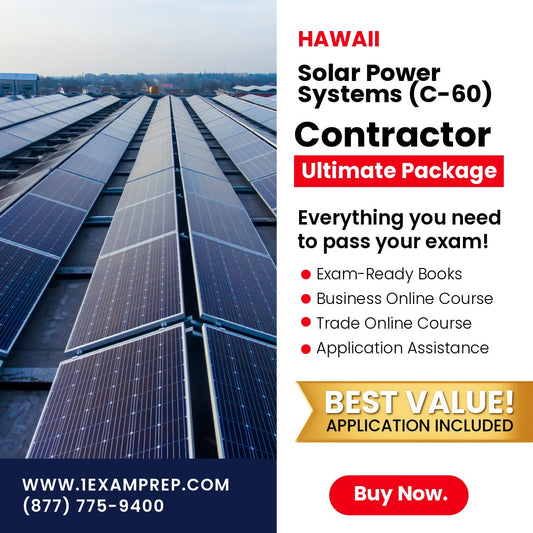 Hawaii Hawaii  Solar Power Systems Contractor (C-60) Ultimate Exam Prep Rental Package