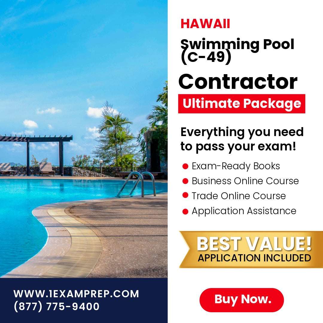 Hawaii Swimming Pool Contractor (C-49) Ultimate Exam Prep Rental Package