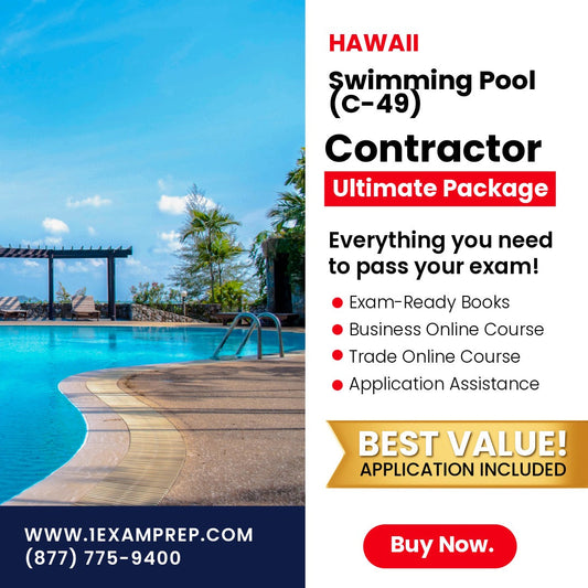 Hawaii Swimming Pool Contractor (C-49) Ultimate Exam Prep Rental Package