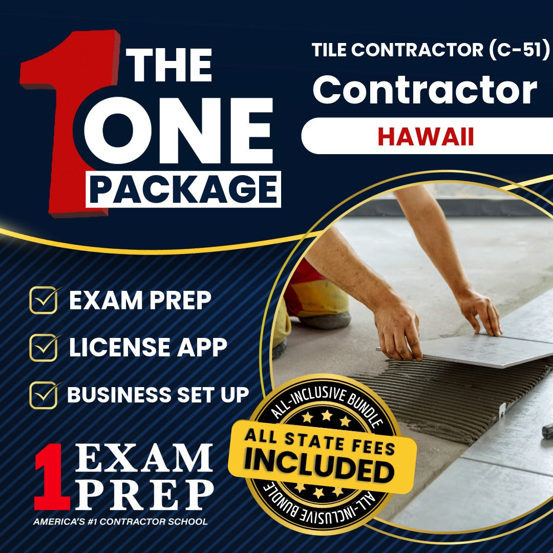 The 1 Package: All-Inclusive Hawaii Tile Contractor (C-51) Exam, Licensing & Business Setup Solution