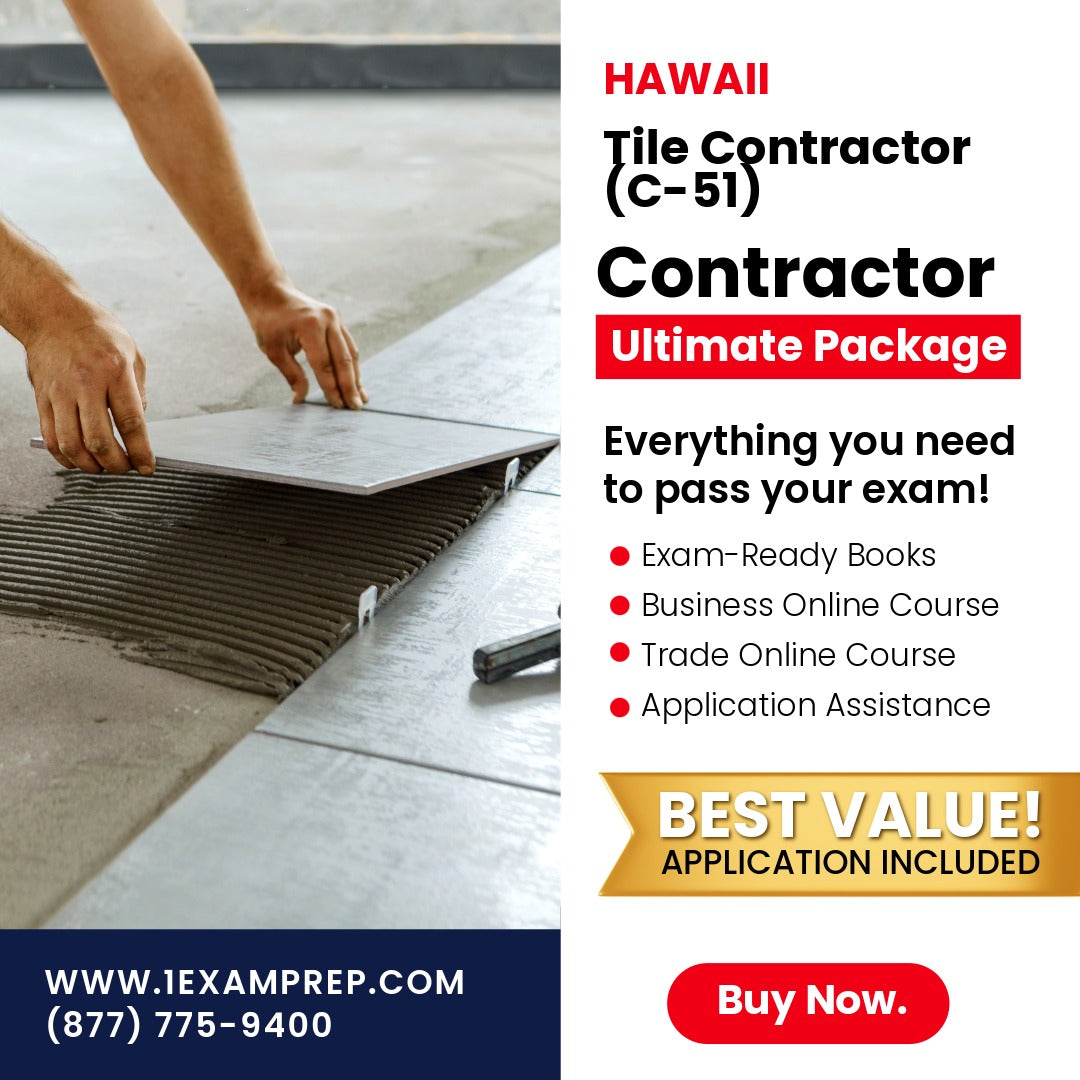 Hawaii Tile Contractor (C-51) Ultimate Exam Prep Rental Package
