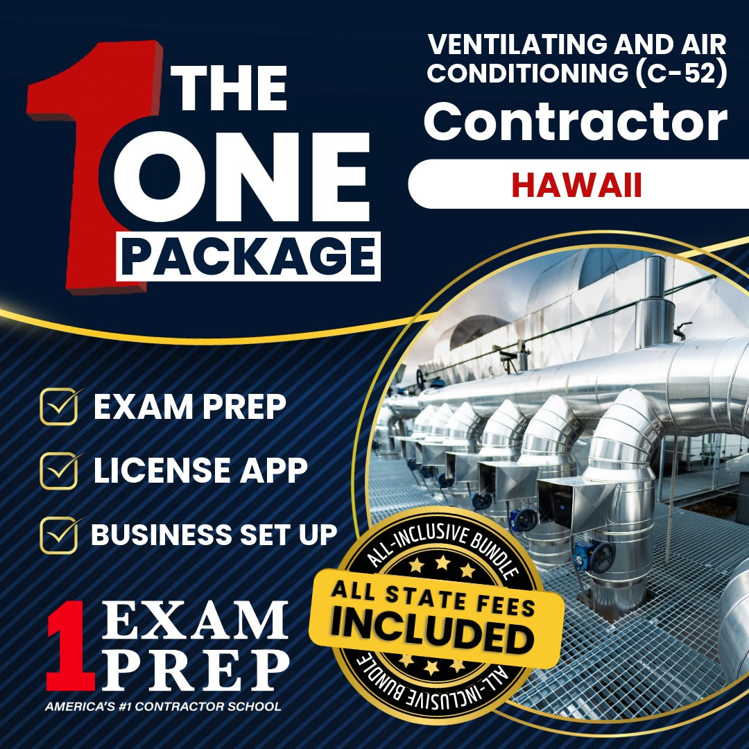 The 1 Package: All-Inclusive Hawaii Ventilating and Air Conditioning Contractor (C-52) Exam, Licensing & Business Setup Solution