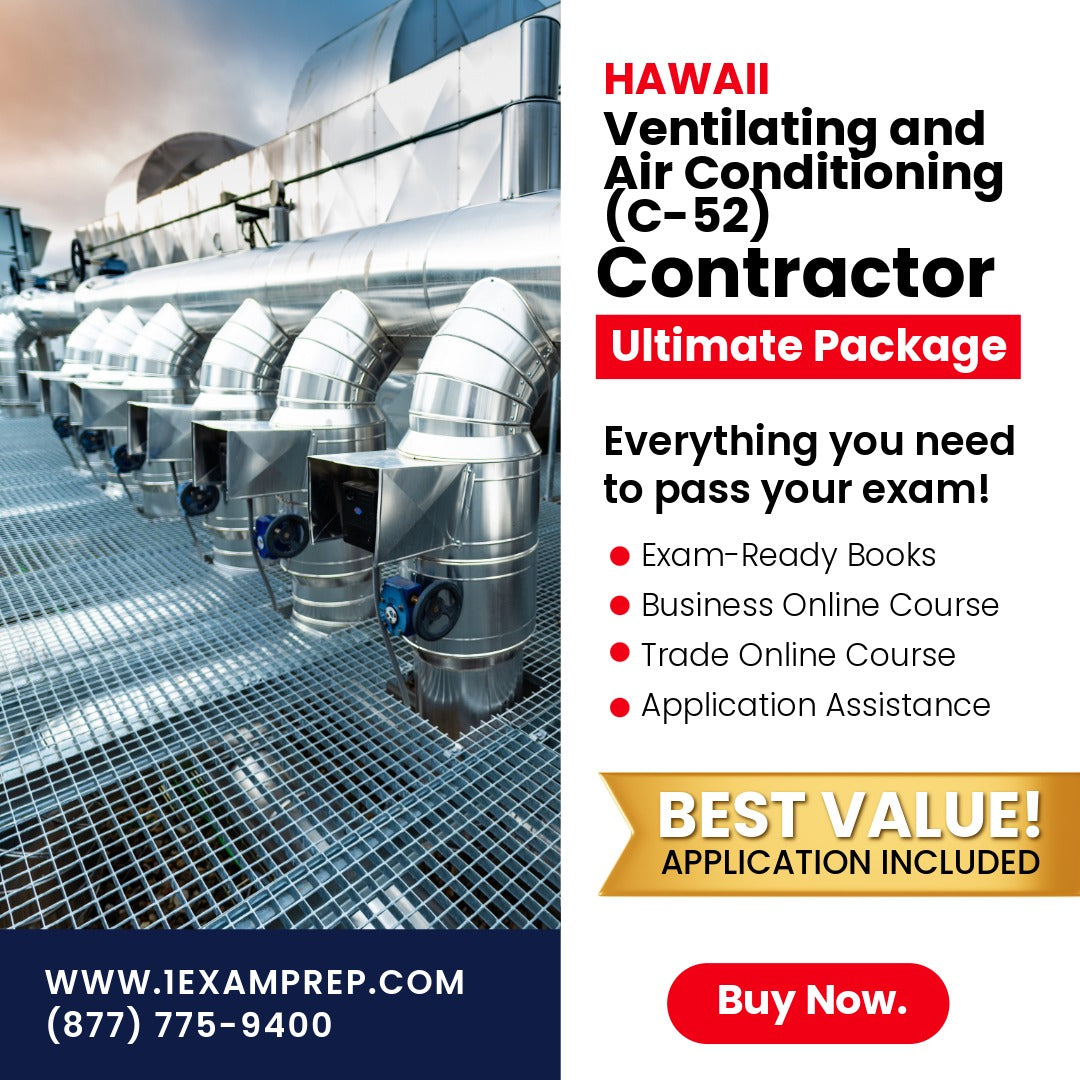 Hawaii Ventilating and Air Conditioning Contractor (C-52) Ultimate Exam Prep Rental Package