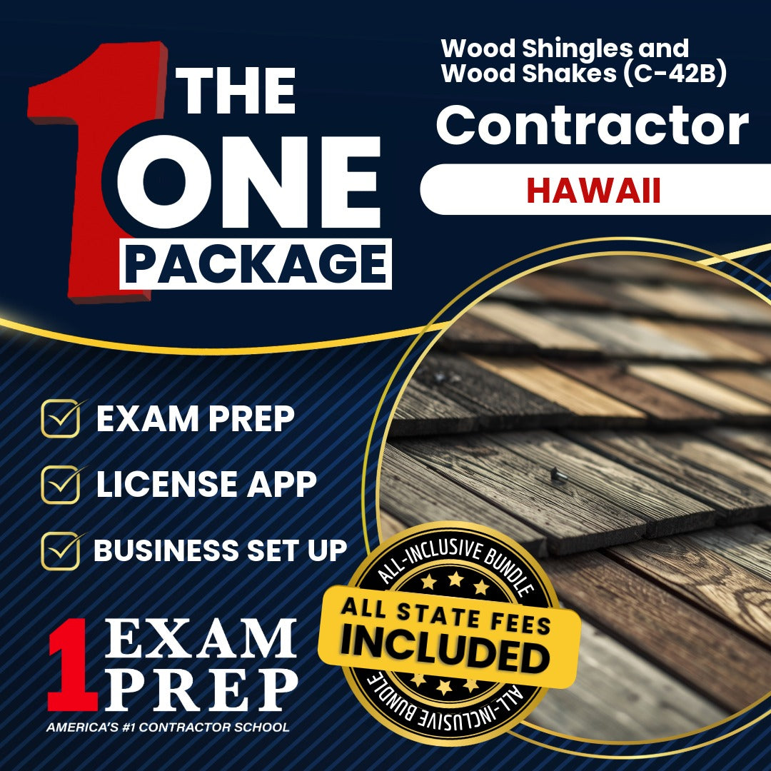 The 1 Package: All-Inclusive Hawaii Wood Shingles and Wood Shakes Contractor (C-42B) Exam, Licensing & Business Setup Solution