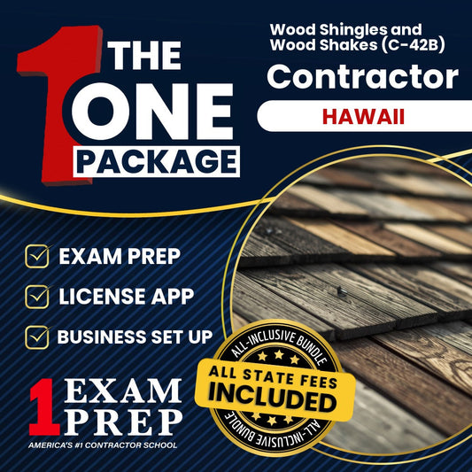The 1 Package: All-Inclusive Hawaii Wood Shingles and Wood Shakes Contractor (C-42B) Exam, Licensing & Business Setup Solution