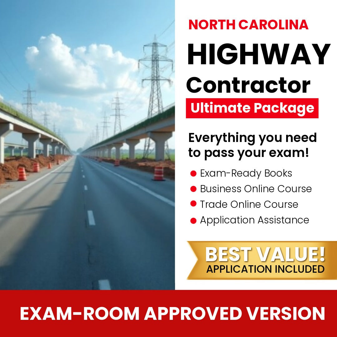 North Carolina Highway Contractor Ultimate Books Exam Room Approved + Course + Application Package