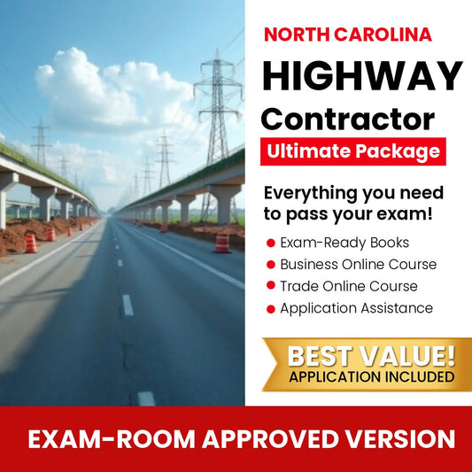 North Carolina Highway Contractor Ultimate Books Exam Room Approved + Course + Application Package
