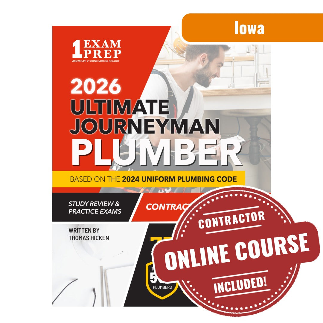 2026 Iowa Journeyman Plumber Exam Prep Study Guide & Online Course (Based on 2024 UPC)