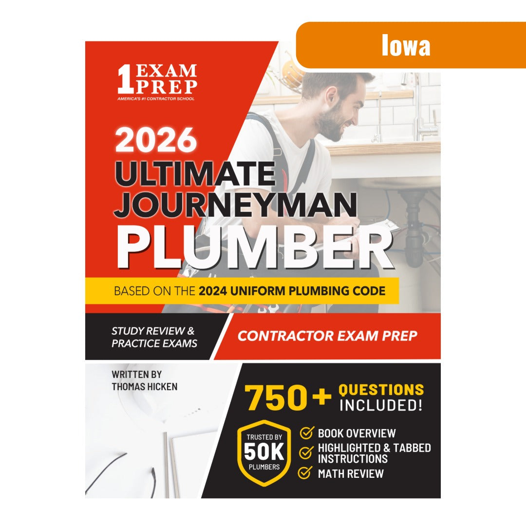 2026 Iowa Journeyman Plumber Exam Prep Study Guide (Based on 2024 UPC)