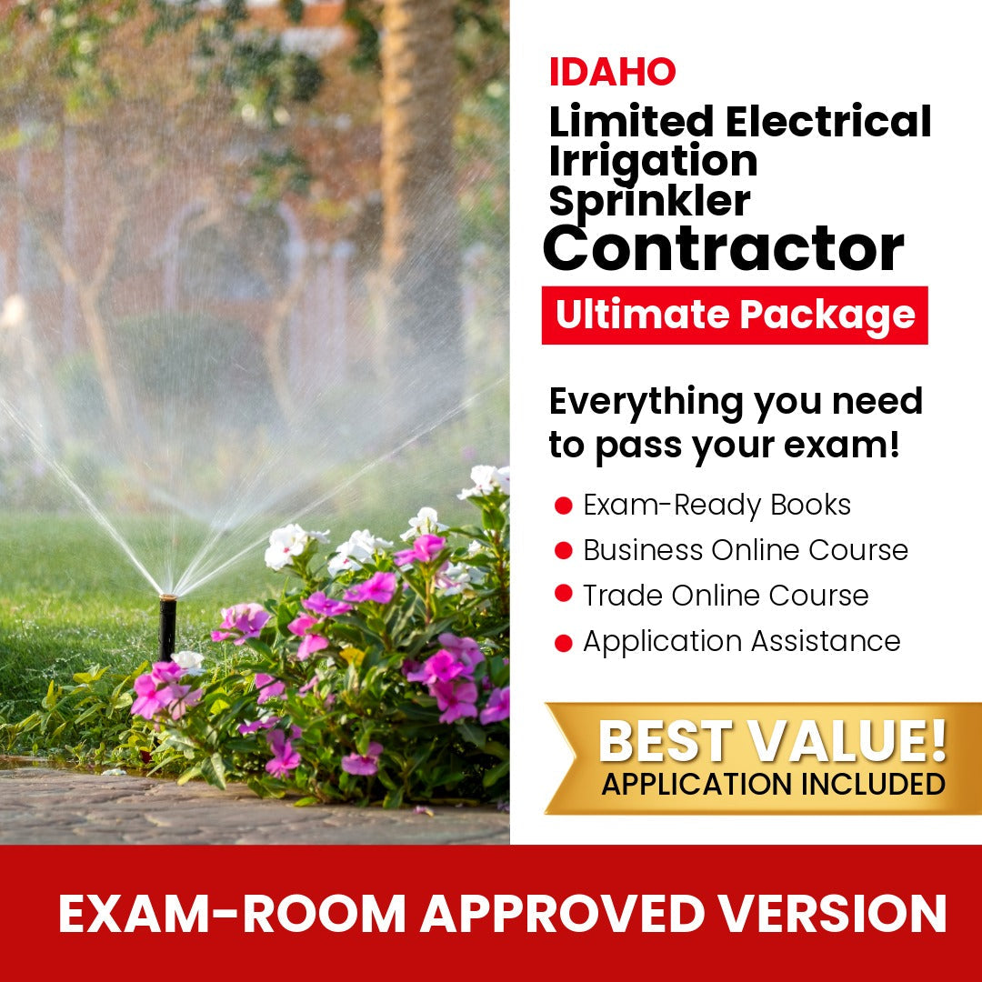 Idaho Limited Electrical Irrigation Sprinkler Installer Contractor Ultimate Books Exam Room Approved + Course + Application Package