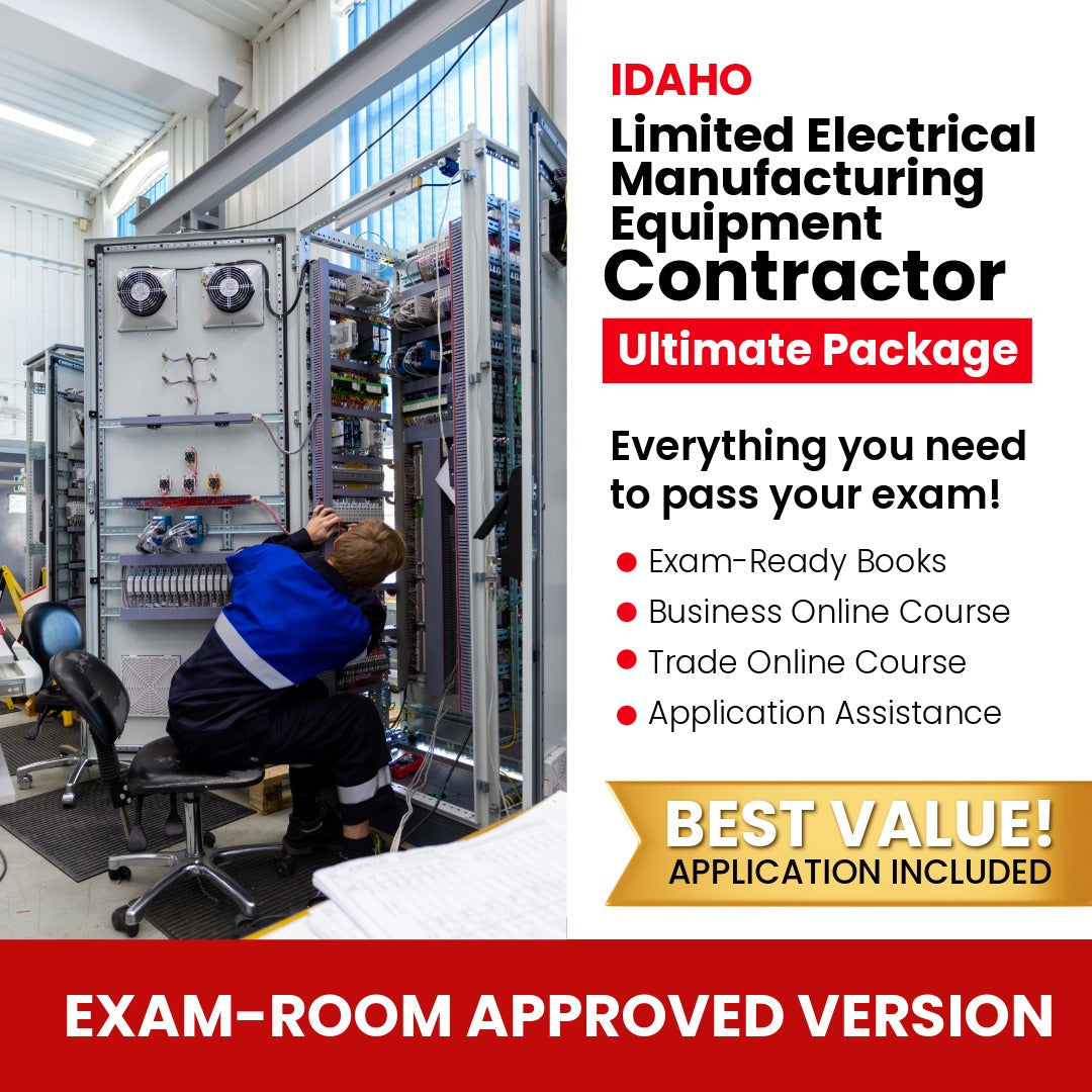 Idaho Limited Electrical Manufacturing Equipment Installer Contractor Ultimate Books Exam Room Approved + Course + Application Package