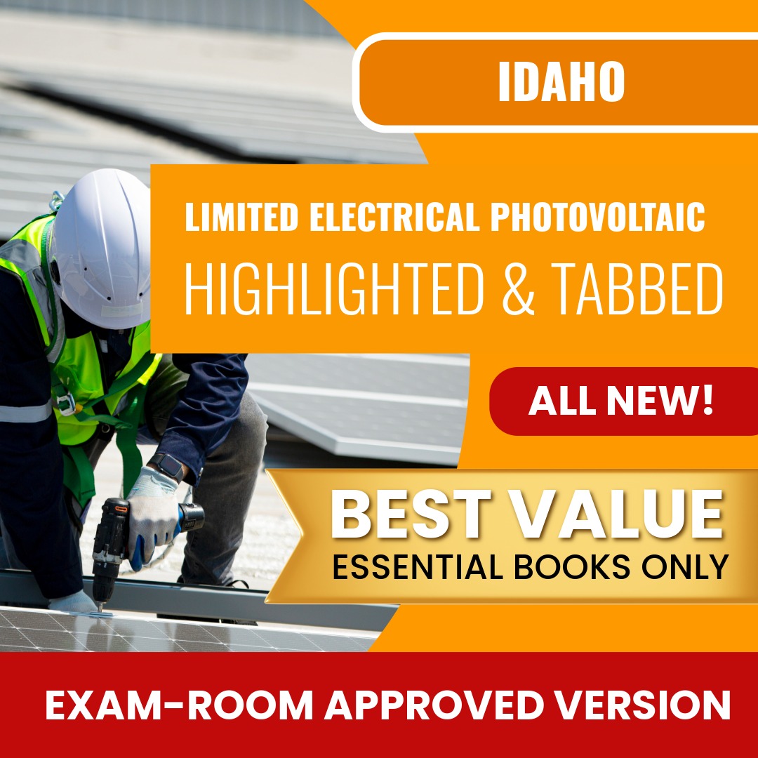 Idaho Limited Electrical Photovoltaic Installer Contractor Highlighted & Tabbed Books Allowed into Exam Package