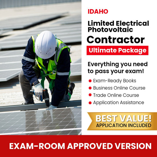 
Idaho Limited Electrical Photovoltaic Installer Contractor Ultimate Books Exam Room Approved + Course + Application Package
