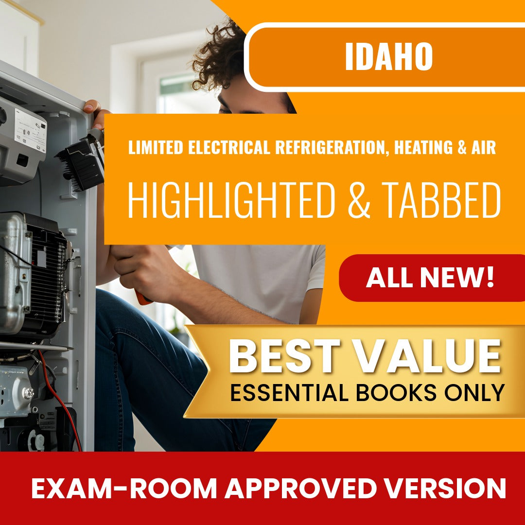Idaho Limited Electrical Refrigeration, Heating & Air Conditioning Installer Contractor Highlighted & Tabbed Books Allowed into Exam Package