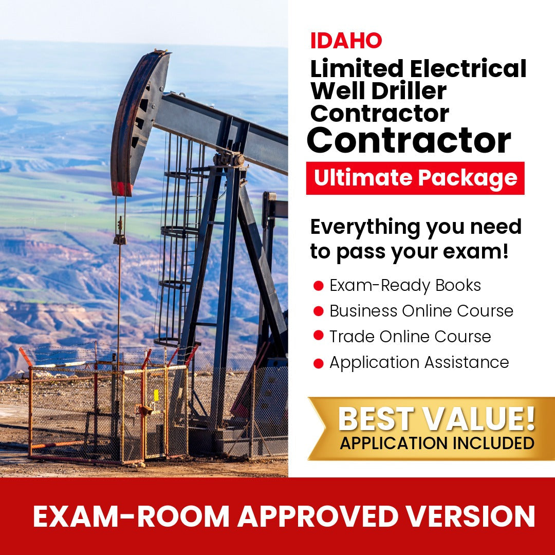 Idaho Limited Electrical Well Driller Contractor Ultimate Books Exam Room Approved + Course + Application Package