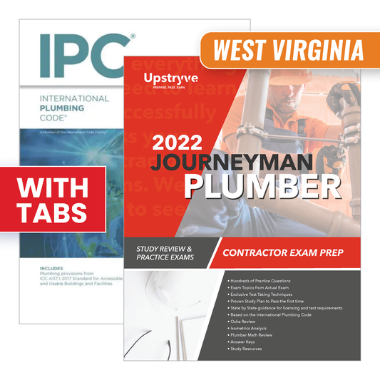 West Virginia Journeyman Plumber Study Guide with 2021 International Plumbing Code and Tabs