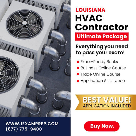 Louisiana Heat, Air Conditioning, Ventilation, Duct Work and Refrigeration Contractor Ultimate Exam Prep Rental Package