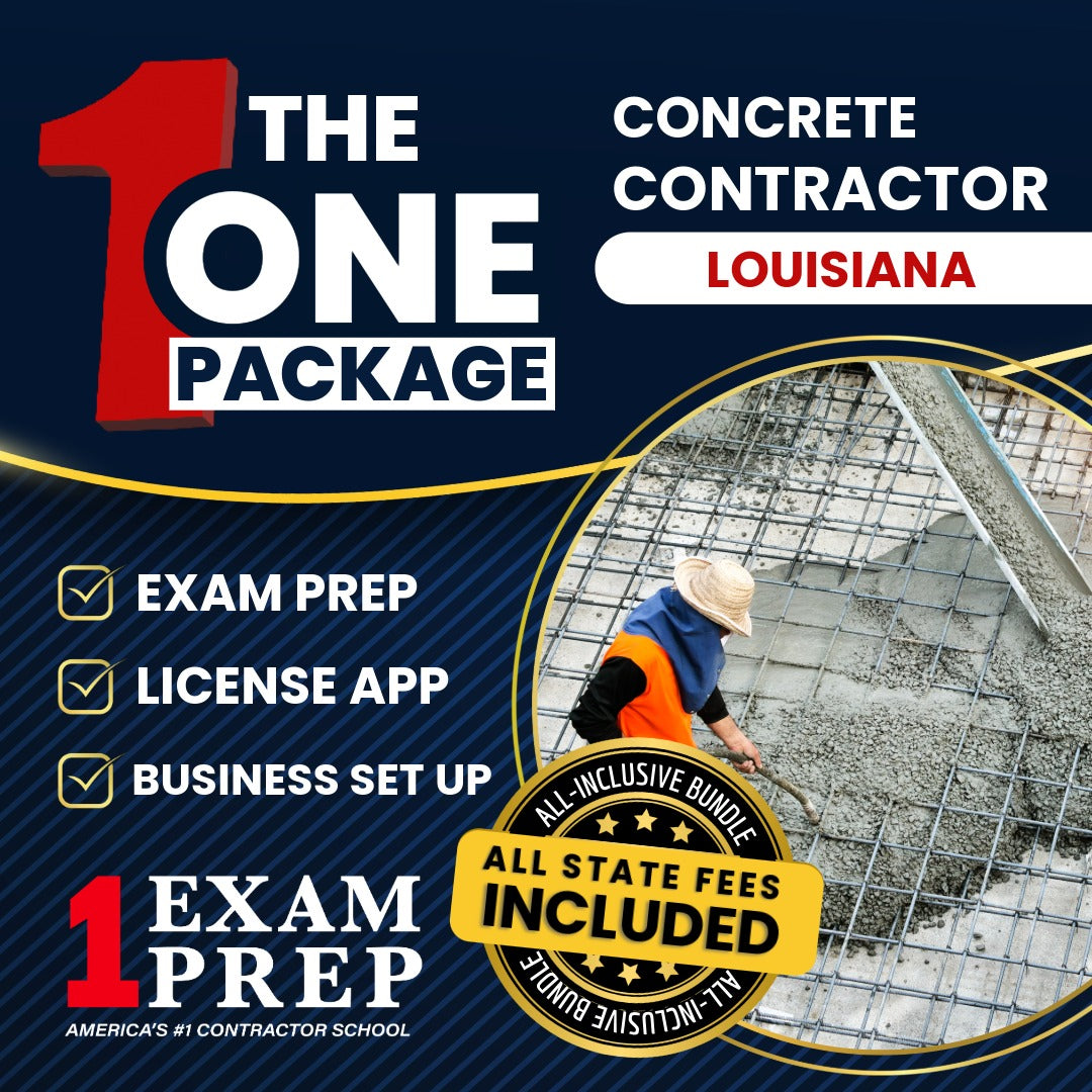 The 1 Package: All-Inclusive Louisiana Concrete Construction Excluding Highways, Streets, And Bridges Contractor Exam, Licensing & Business Setup Solution