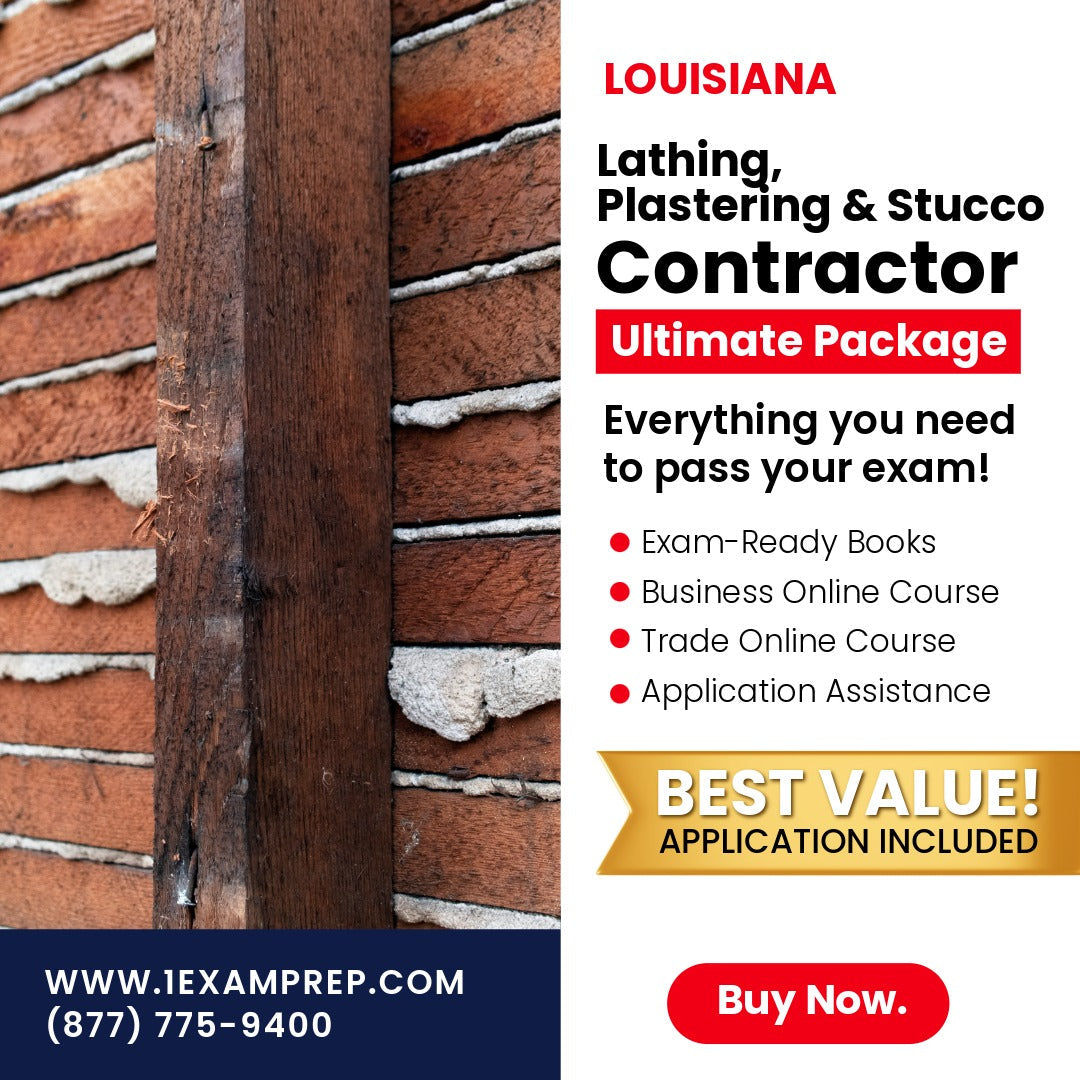 Louisiana Lathing, Plastering, And Stuccoing Contractor Ultimate Exam Prep Rental Package