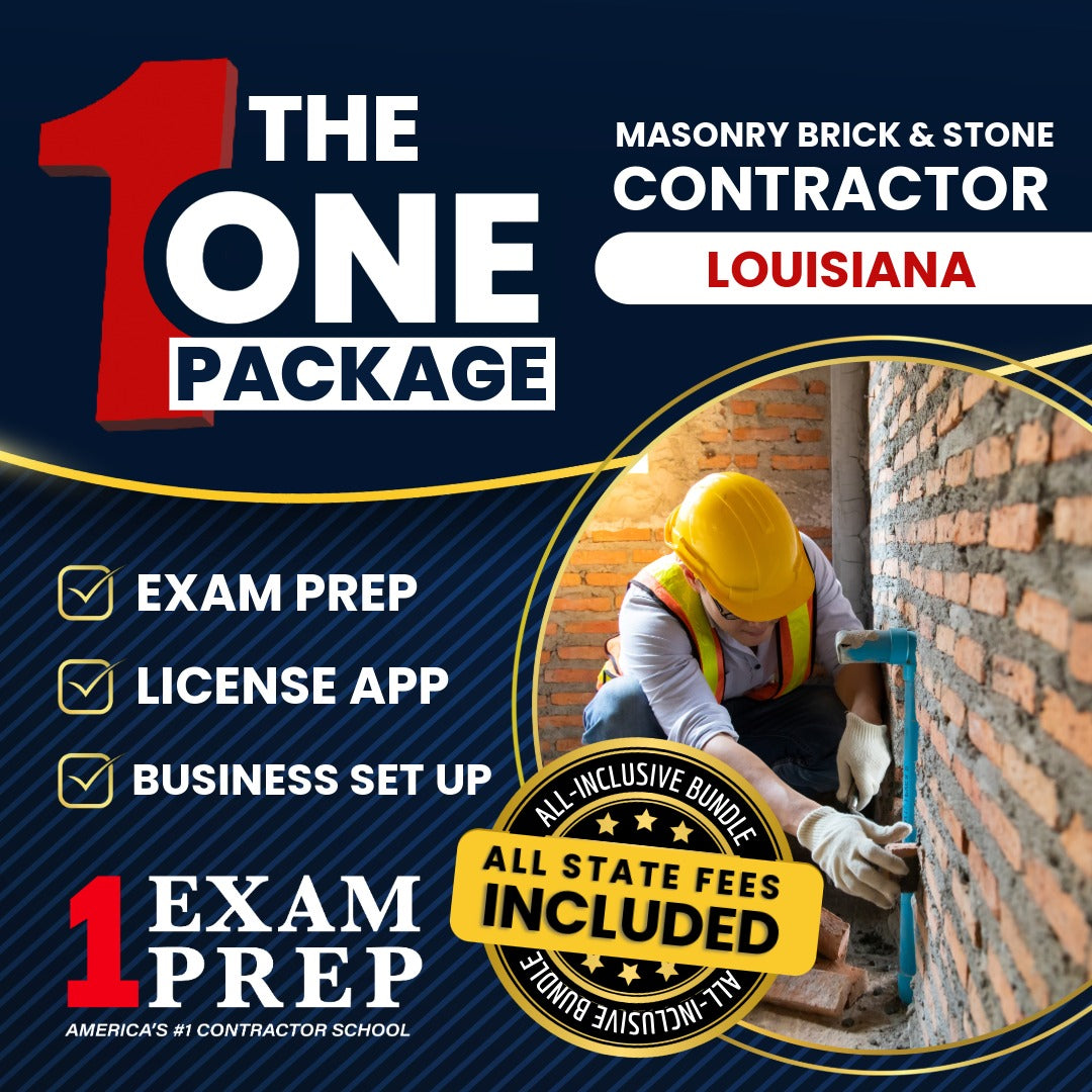 The 1 Package: All-Inclusive Louisiana Masonry, Brick And Stone Contractor Exam, Licensing & Business Setup Solution