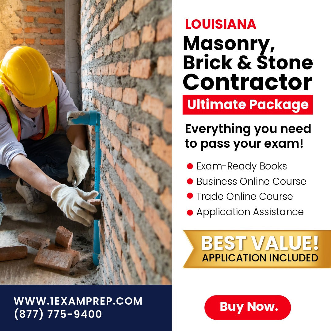Louisiana Masonry, Brick And Stone Contractor Ultimate Exam Prep Rental Package