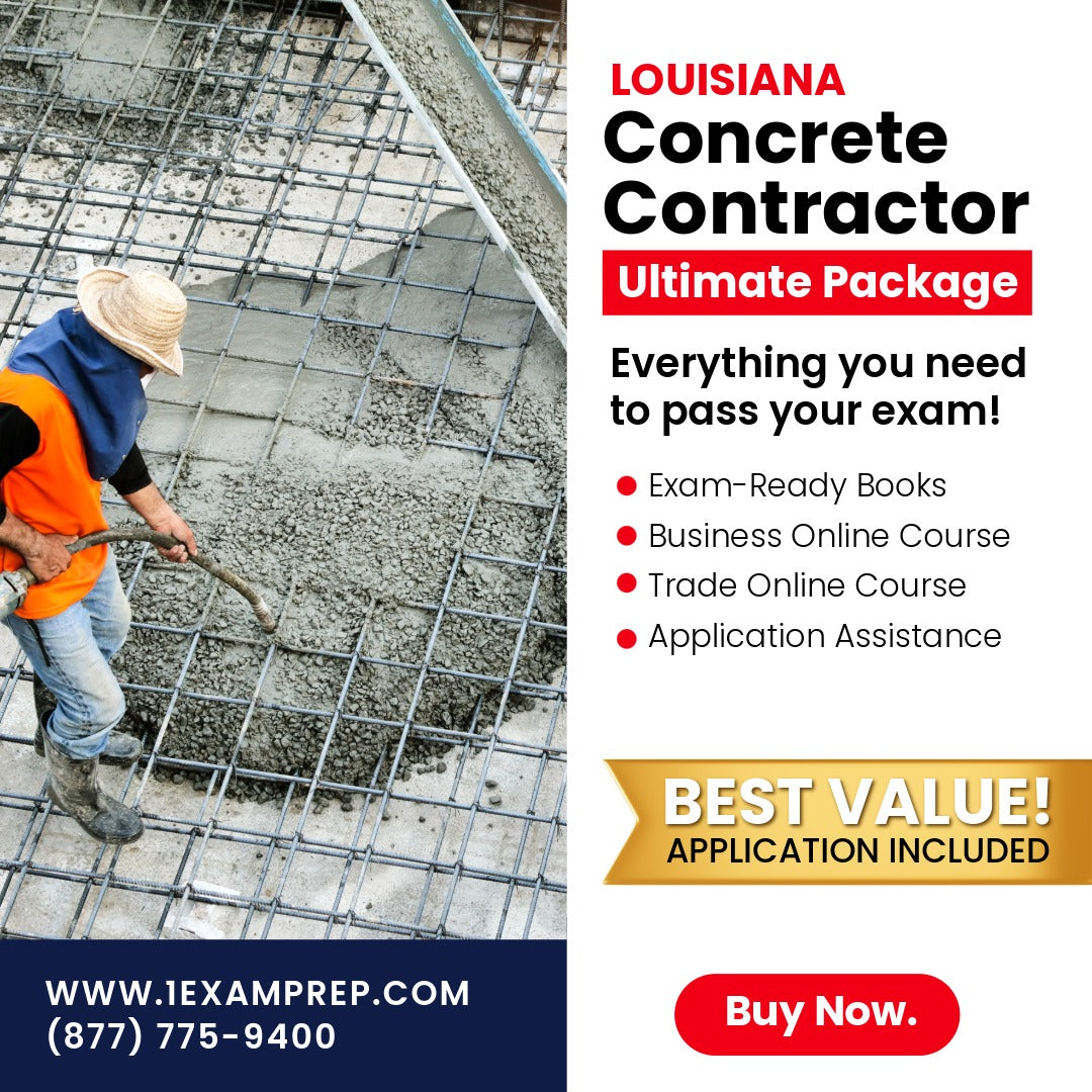 Louisiana Concrete Construction Excluding Highways, Streets, And Bridges Contractor Ultimate Exam Prep Rental Package
