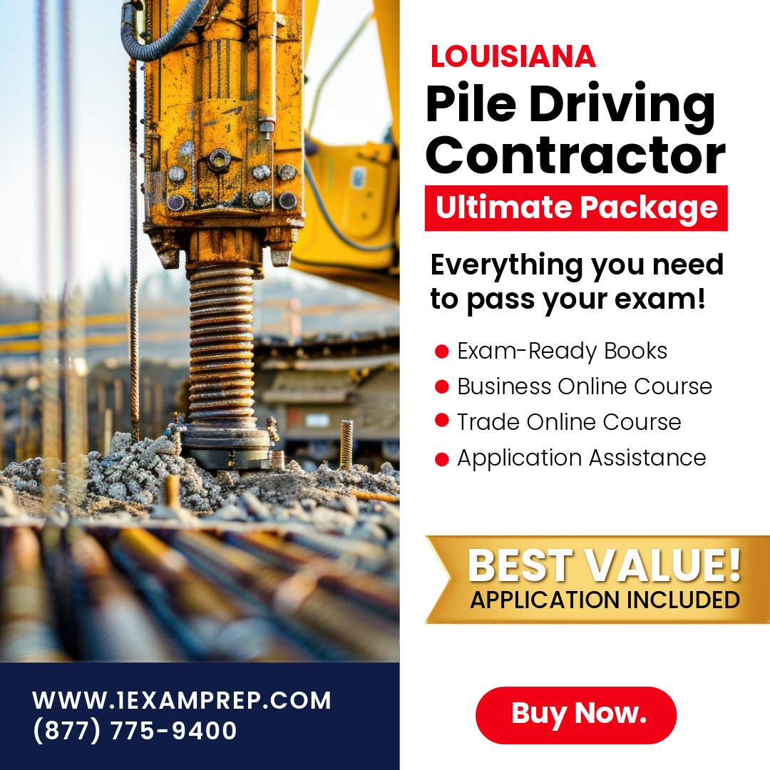 Louisiana Pile Driving Contractor Ultimate Exam Prep Rental Package
