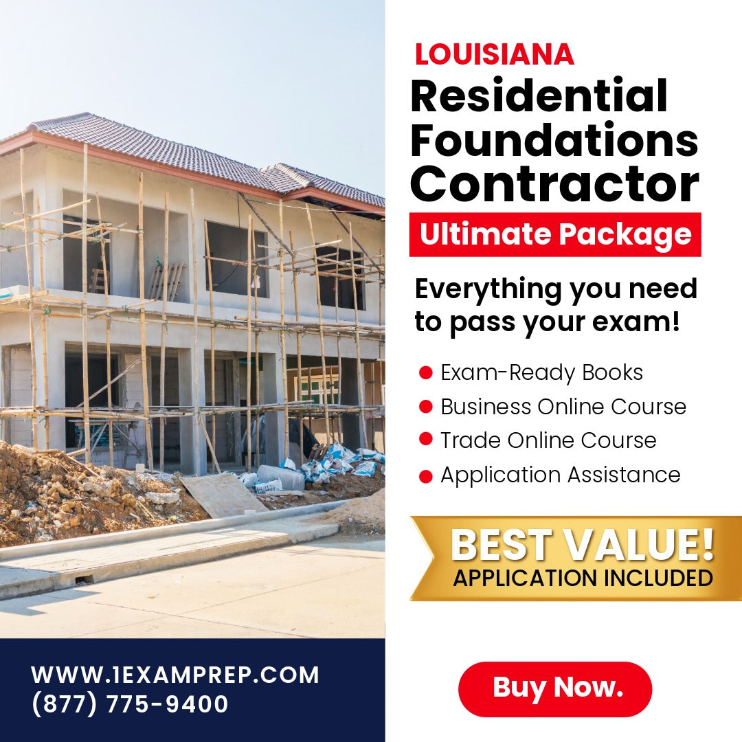 Louisiana Residential Foundations Contractor Ultimate Exam Prep Rental Package