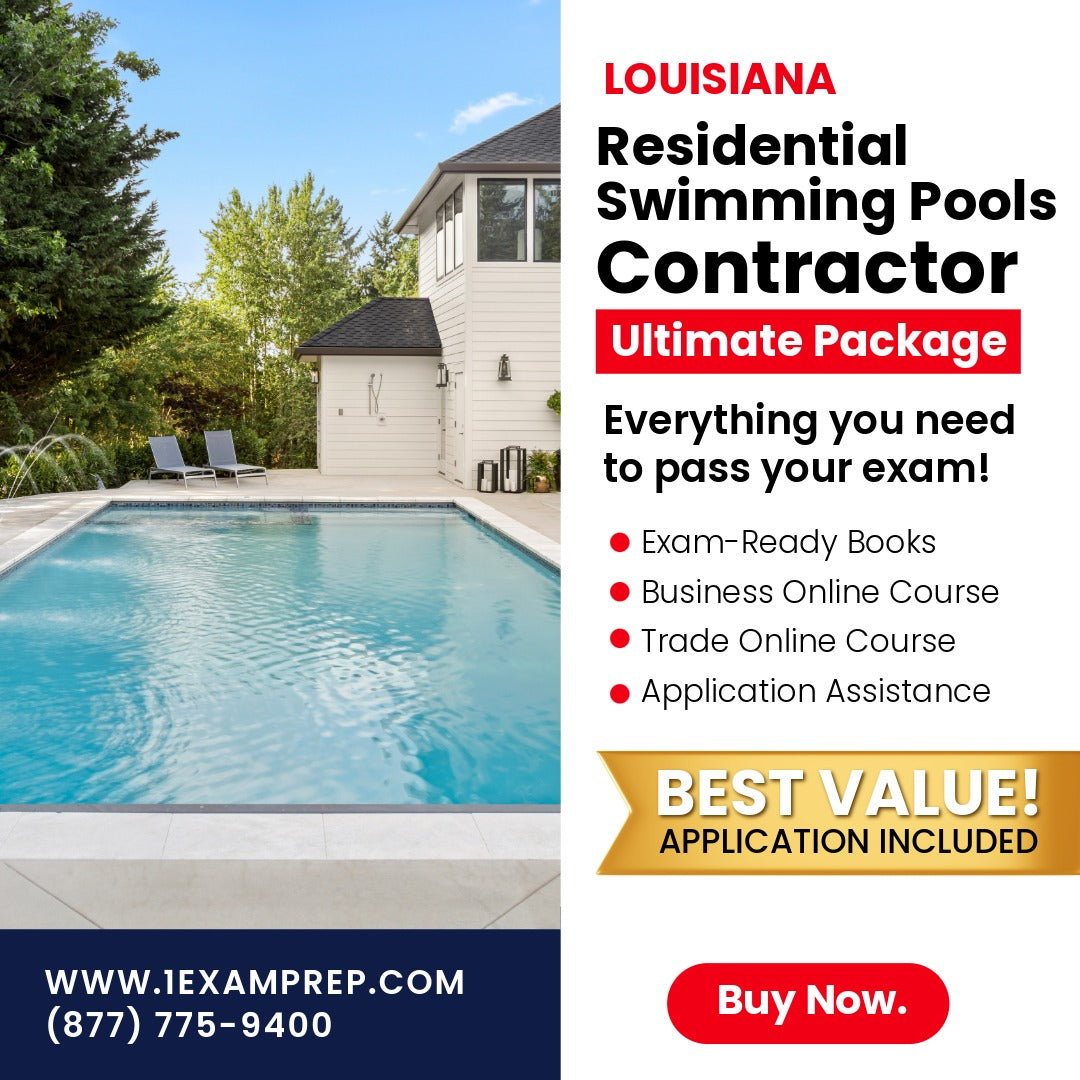Louisiana Residential Swimming Pools Contractor Ultimate Exam Prep Rental Package