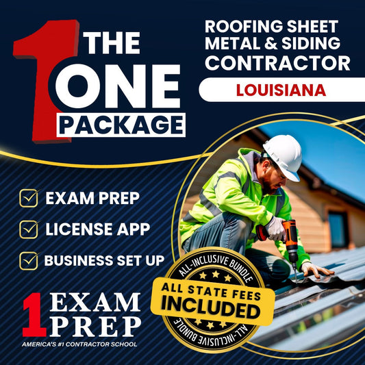 The 1 Package: All-Inclusive Louisiana Roofing, Sheet Metal And Siding Contractor Exam, Licensing & Business Setup Solution