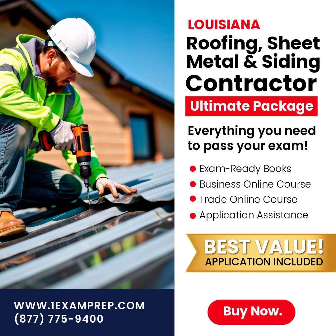 Louisiana Roofing, Sheet Metal And Siding  Contractor Ultimate Exam Prep Rental Package
