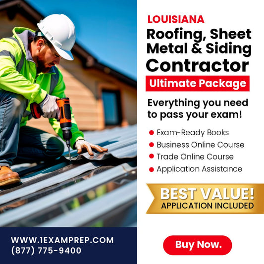Louisiana Roofing, Sheet Metal And Siding  Contractor Ultimate Exam Prep Rental Package