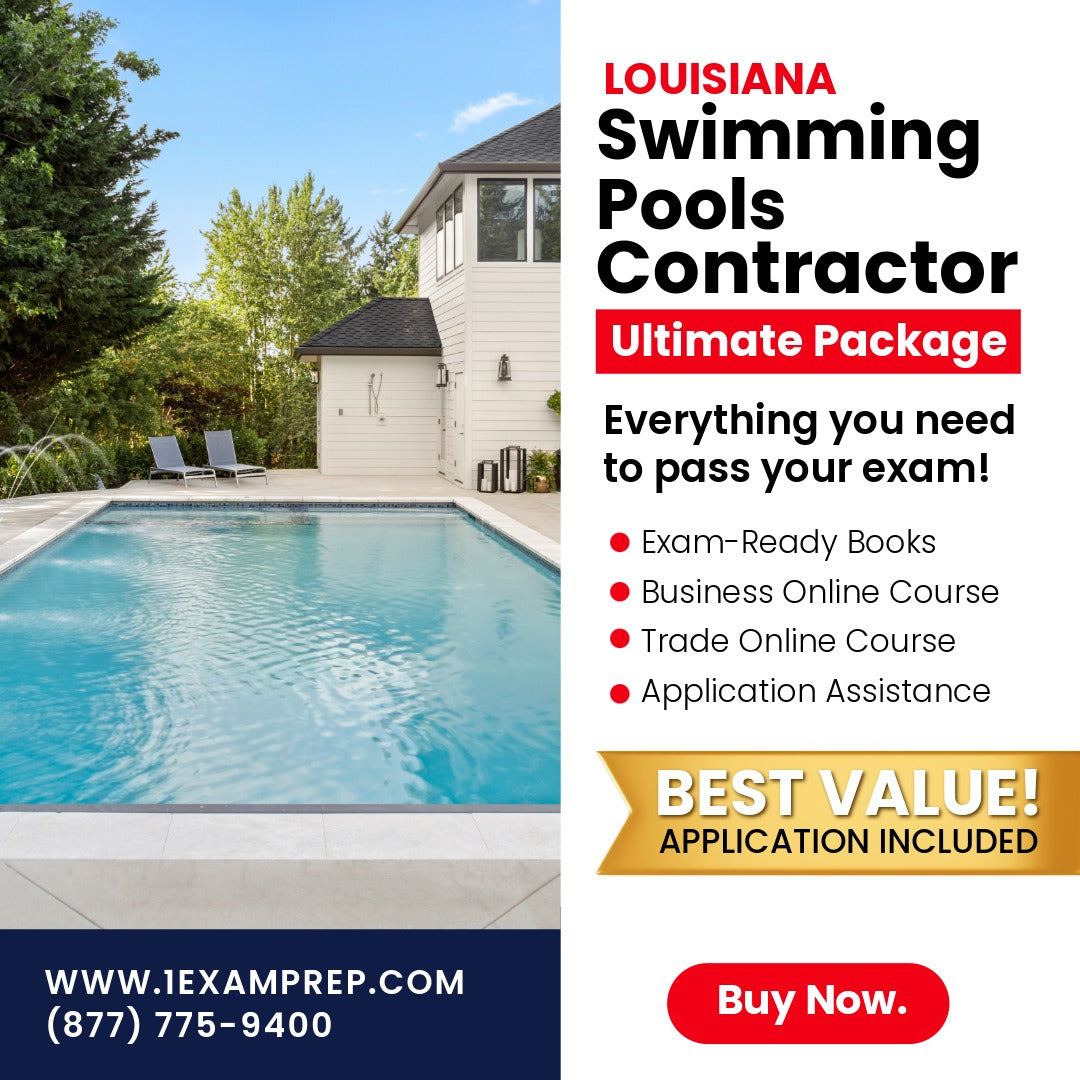 Louisiana Swimming Pools Contractor Ultimate Exam Prep Rental Package