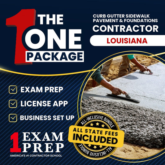 The 1 Package: All-Inclusive Louisiana Curb, Gutter, Driveways, Sidewalks, Retaining Walls, Patios, Foundations Contractor Exam, Licensing & Business Setup Solution