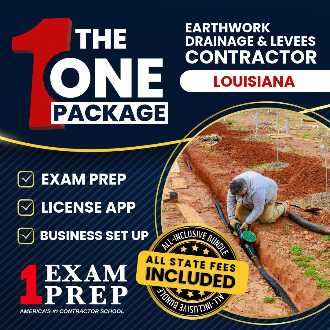 The 1 Package: All-Inclusive Louisiana Earthwork, Drainage And Levees Contractor Exam, Licensing & Business Setup Solution