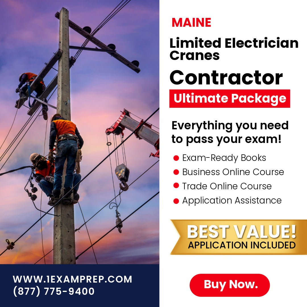 Maine Limited Electrician Cranes Contractor Ultimate Exam Prep Rental Package