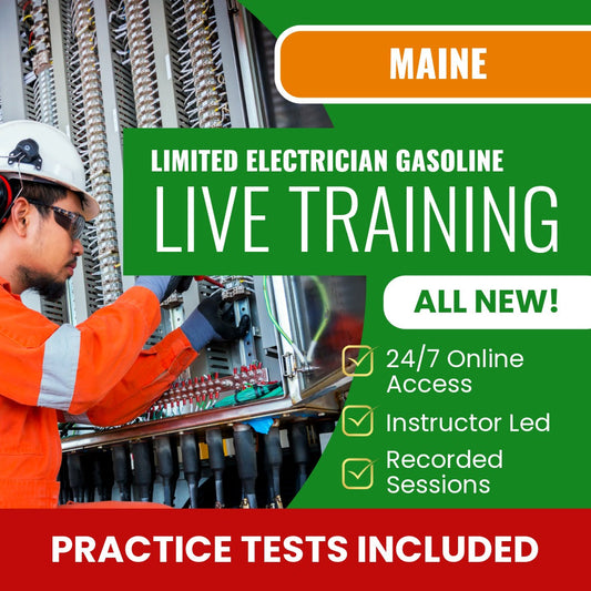 Maine Limited Electrician Gasoline Dispensing Contractor Exam Prep - Live Virtual + Self Study Training 