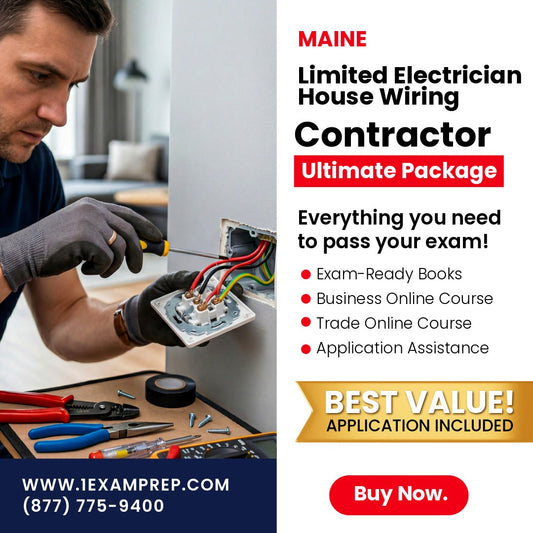 Maine Limited Electrician House Wiring Contractor Ultimate Exam Prep Rental Package