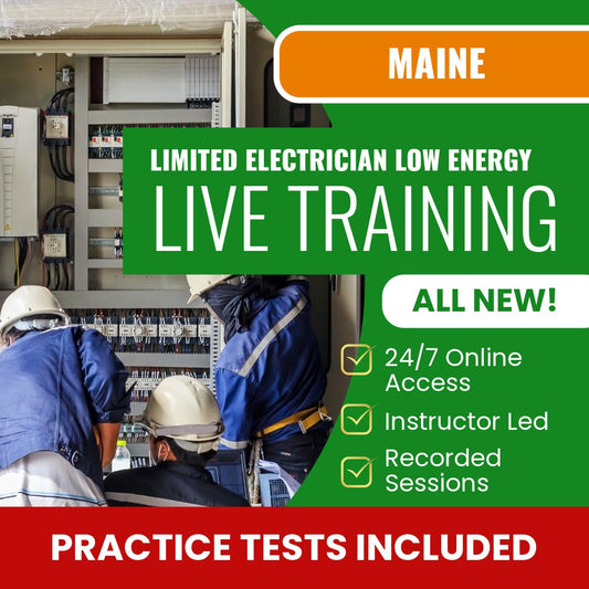 Maine Limited Electrician Low Energy Contractor Exam Prep - Live Virtual + Self Study Training