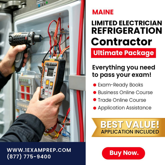 Maine Limited Electrician Refrigeration Contractor Ultimate Exam Prep Rental Package