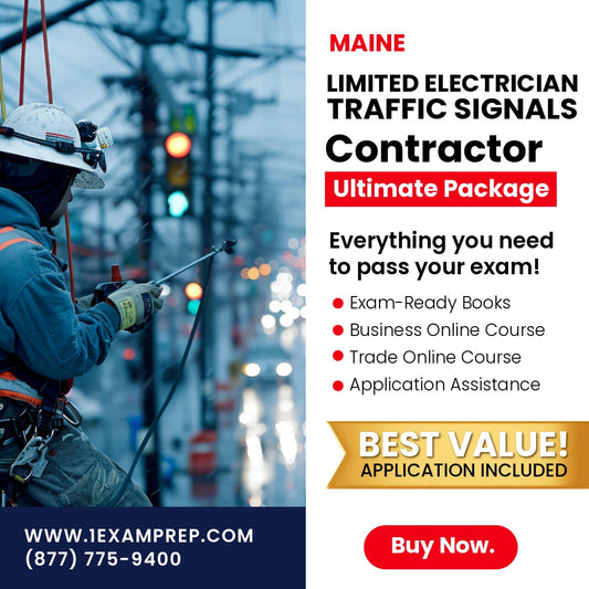 Maine Limited Electrician Traffic Signals Including Outdoor Lighting of Traffic Signals Contractor Ultimate Exam Prep Rental Package