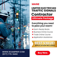 Maine Limited Electrician Traffic Signals Including Outdoor Lighting of Traffic Signals Contractor Ultimate Exam Prep Rental Package