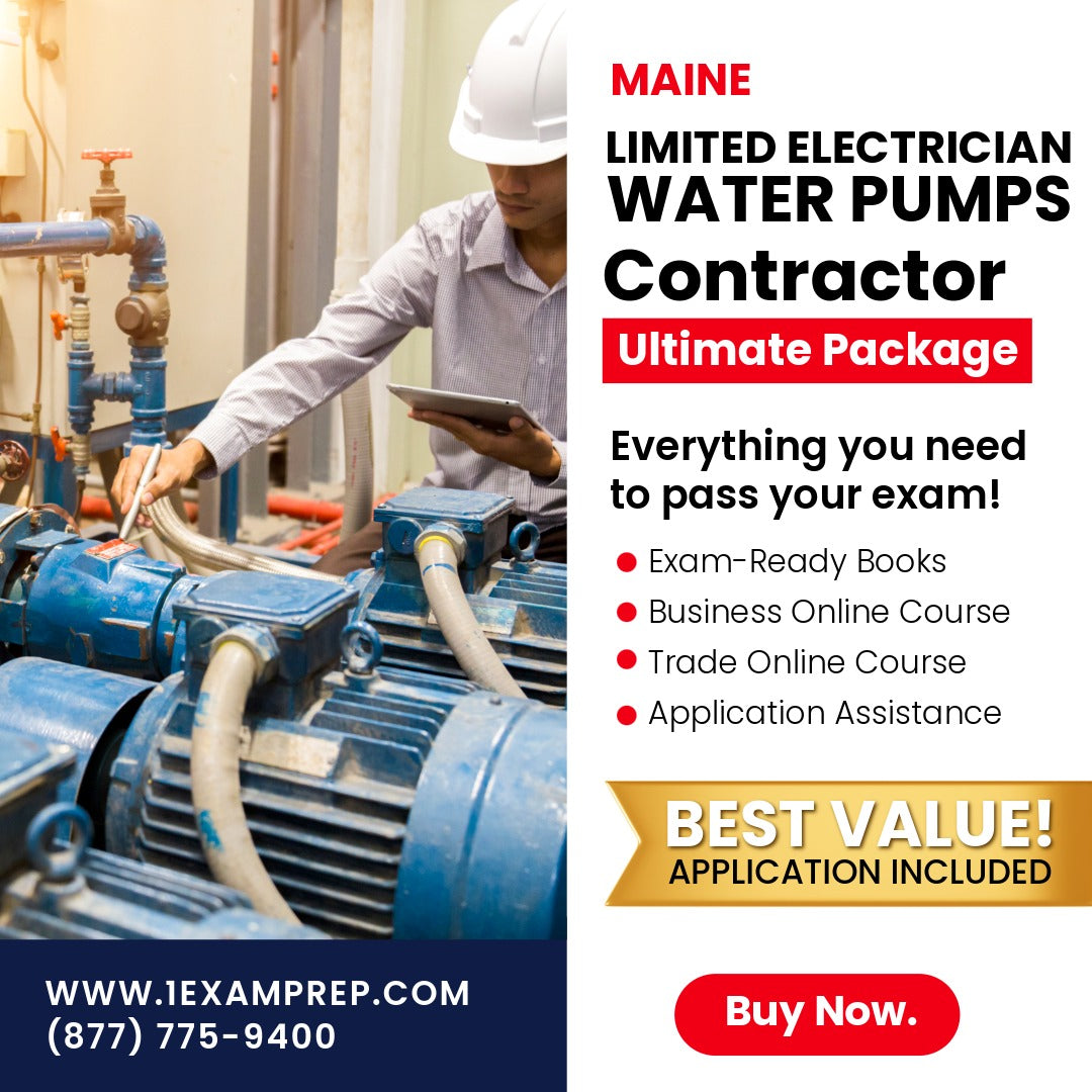 Maine Limited Electrician Water Pumps Contractor Ultimate Exam Prep Rental Package